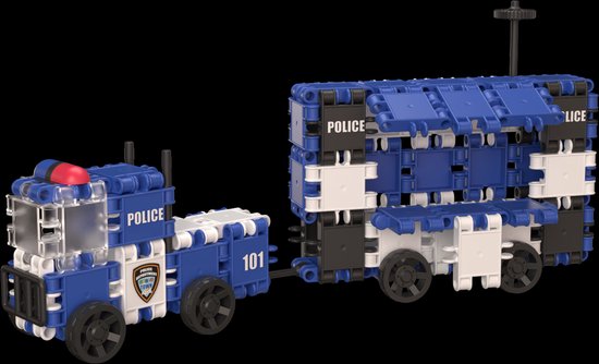 Clics Politie 8-in-1 bouwblokken– DUURZAAM SPEELGOED gemaakt van GERECYCLEERDE kunststof- bouwset 8 in 1 - speelgoed 4,5,6,7,8 jaar jongens en meisjes- educatief speelgoed- Montessori speelgoed- constructie speelgoed