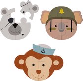 Bo Jungle - Puzzel Peuters - In Foam - Kan ook in het bad - 4 stuks per diertje - Jigsaws Baby - Badspeeltje - Animal Puzzle (3 stuks) Aap - Beer - Koala