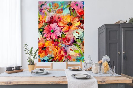 Poster Fleurs - Coloré - Art - Peinture à l'huile - 120x160 cm XXL