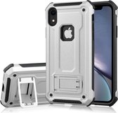 Schokbestendige PC + TPU Armor beschermhoes voor iPhone XR, met houder (zilver)