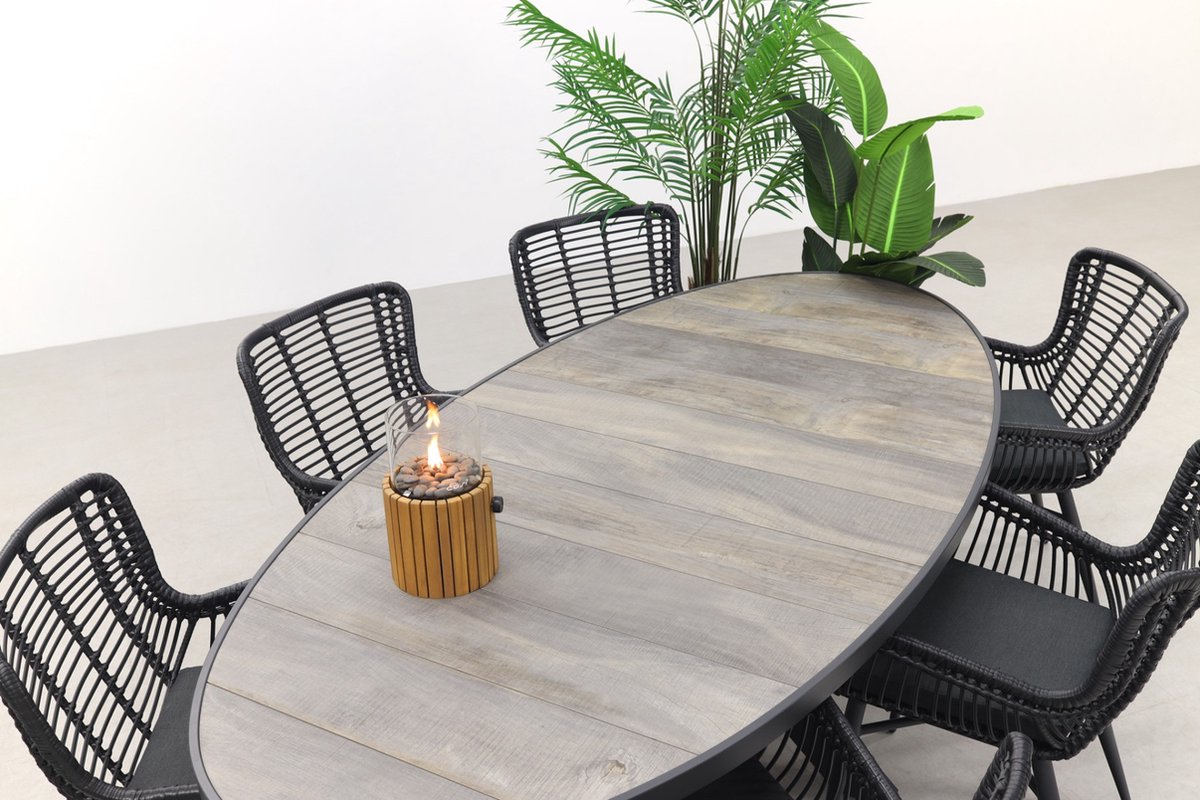 Hartman Milaan/Silva wood-look 240x115 cm oval garden dining set - 7-piece