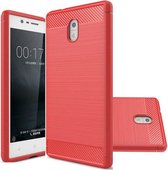 Geborstelde TPU Cover - Nokia 3 - Rood