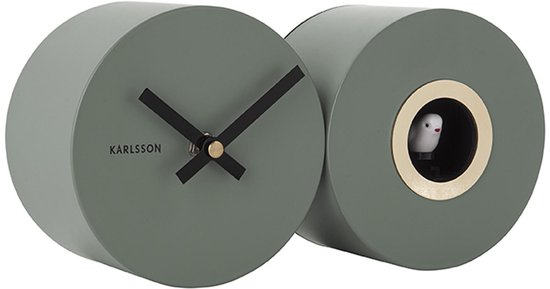 Wall clock Duo Cuckoo matt jungle green