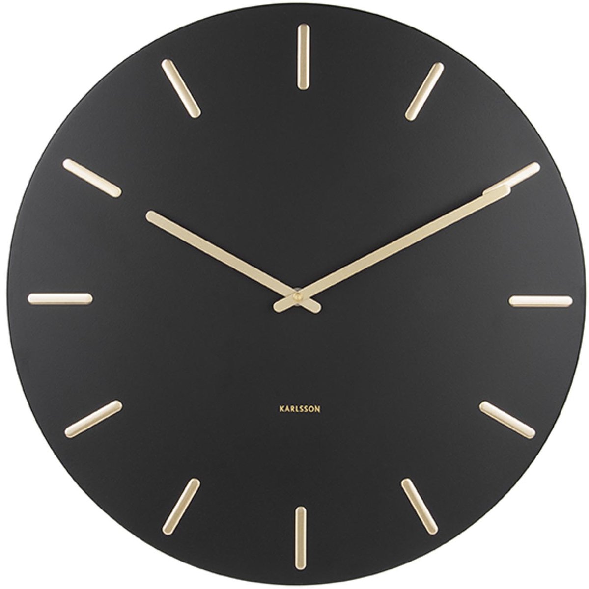 Karlsson Wandklok Charm - Zwart Staal met gouden wijzers - Ø45cm - Wandklok Scandinavisch