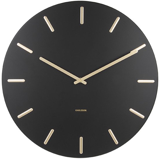 Karlsson Wandklok Charm – Zwart Staal met gouden wijzers – Ø45cm – Wandklok Scandinavisch