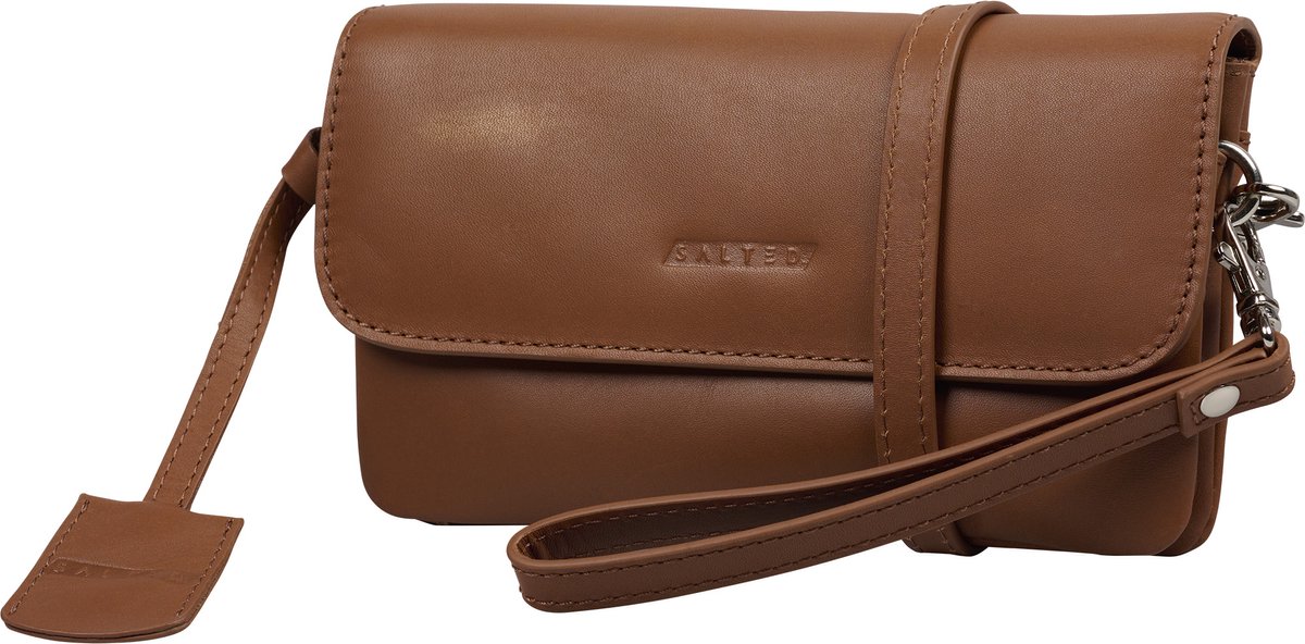 Salted Dames Schoudertasje - Clutch - Glad VT Leer - Donker Cognac