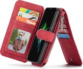 CaseMe Crazy Horse Texture Detachable Horizontal Flip PU Leather Case for iPhone XR, with Card Slot & Holder & Zipper Wallet & Photo Frame (Red)