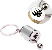 Handgeschakelde versnellingspook met zes versnellingen Sleutelhanger-sleutelhanger (zilver)