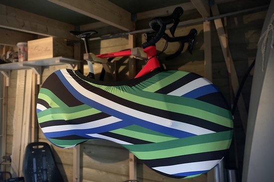 WHEEL fietssok van DS COVERS - Indoor - Stofvrij - Ademend - Stretch fit - Universeel MTB of Racefiets - kleur striped van DS COVERS — afbeelding 3