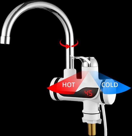 Elektrische warmwaterkraan, Boiler Wastafel Kraan 2 in 1 Koud en Warm Water Kranen Tankless Instant Geiser Kraan Elektrische Kraan Mixer(Color:Matte Black