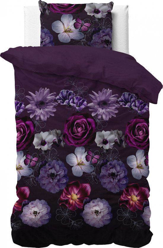 Housse de couette Sleeptime Magic Flower - 140 x 200/220 + 1 taie d'oreiller 60 x 70 cm - Violet