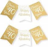 Paperdreams verjaardag vlaggenlijn 40 jaar - 2x - wit/goud - 600 cm