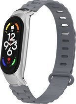 TPU Smartwatch bandje - Geschikt voor Xiaomi Mi Band 7 TPU bandje met frame - donkergrijs - Strap-it Horlogeband / Polsband / Armband
