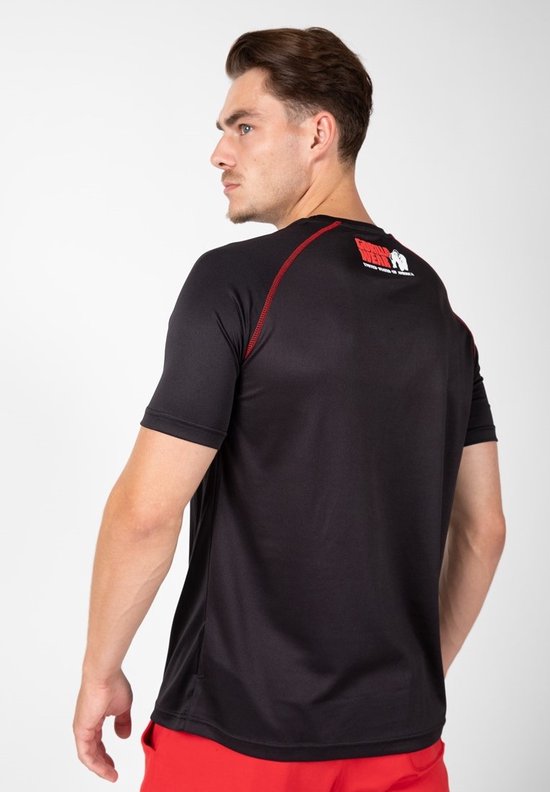 Gorilla Wear Performance T-shirt - Zwart/Rood - XL - Gorilla Wear