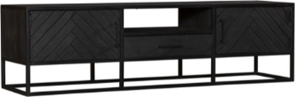 Meubels4nu - Boston - TV-meubel - Mangohout - 180cm - Zwart - Visgraat - Gratis montage