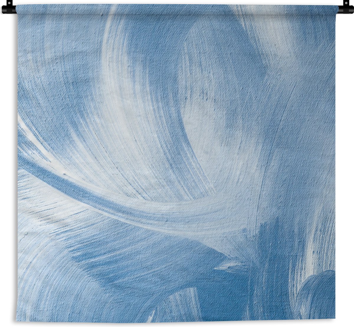 Wandkleed - Wanddoek - Blauw - Acrylverf - Design - 90x90 cm - Wandtapijt