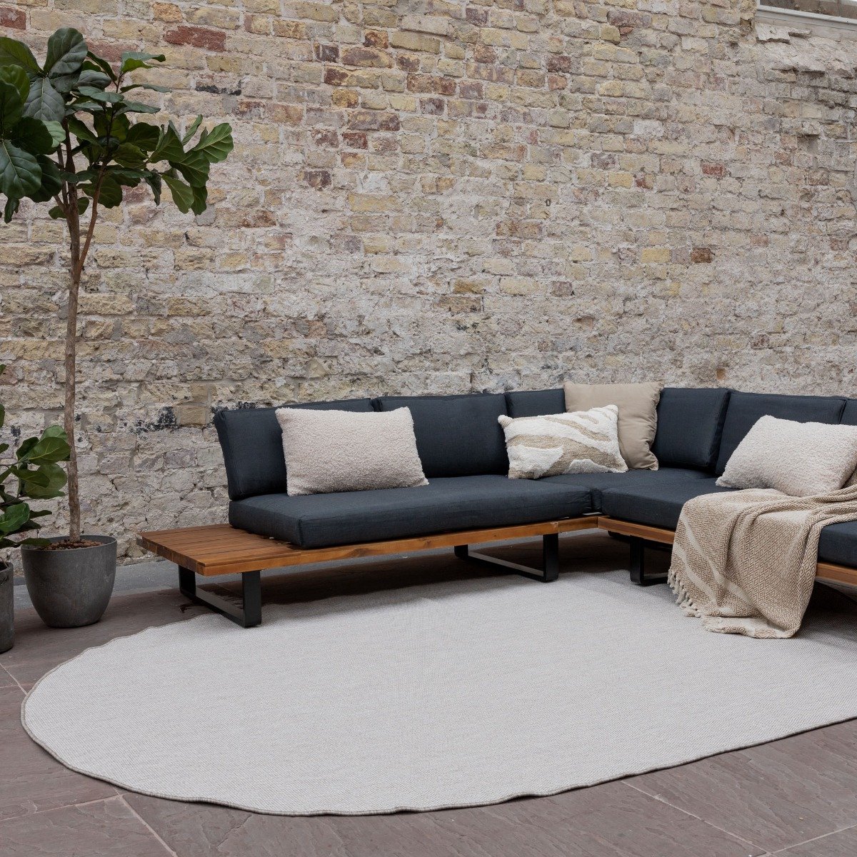 Buitenkleed Ovaal Mono - Grijs/Wit - Dubbelzijdig - EVA Interior - 160 x 230 cm - (M)