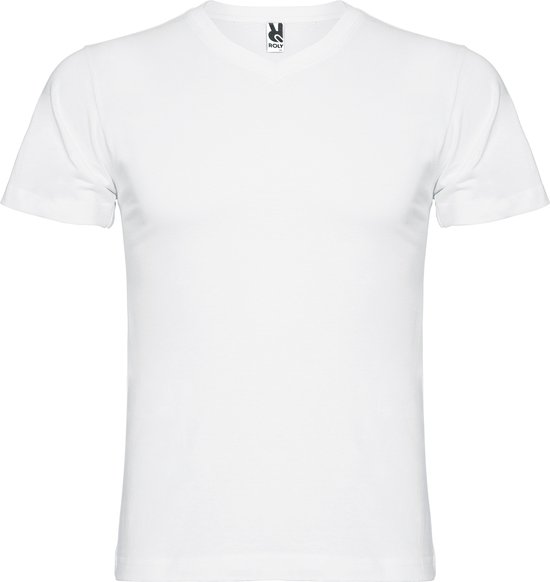 Wit 5 pack t-shirt 'Samoyedo' met V-hals merk Roly maat XXL