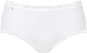 Witte midi-slip met een gemêleerde stof en kanten afwerking.