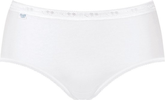 Witte midi-slip met een gemêleerde stof en kanten afwerking.
