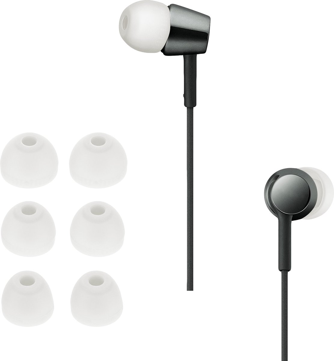 kwmobile 6x cover voor in-ear oortjes voor Sony WI-C300 / WI-C400 / MDR-XB55AP / MDR-EX155AP - Vervangende oordopjes van siliconen in wit - 3 maten