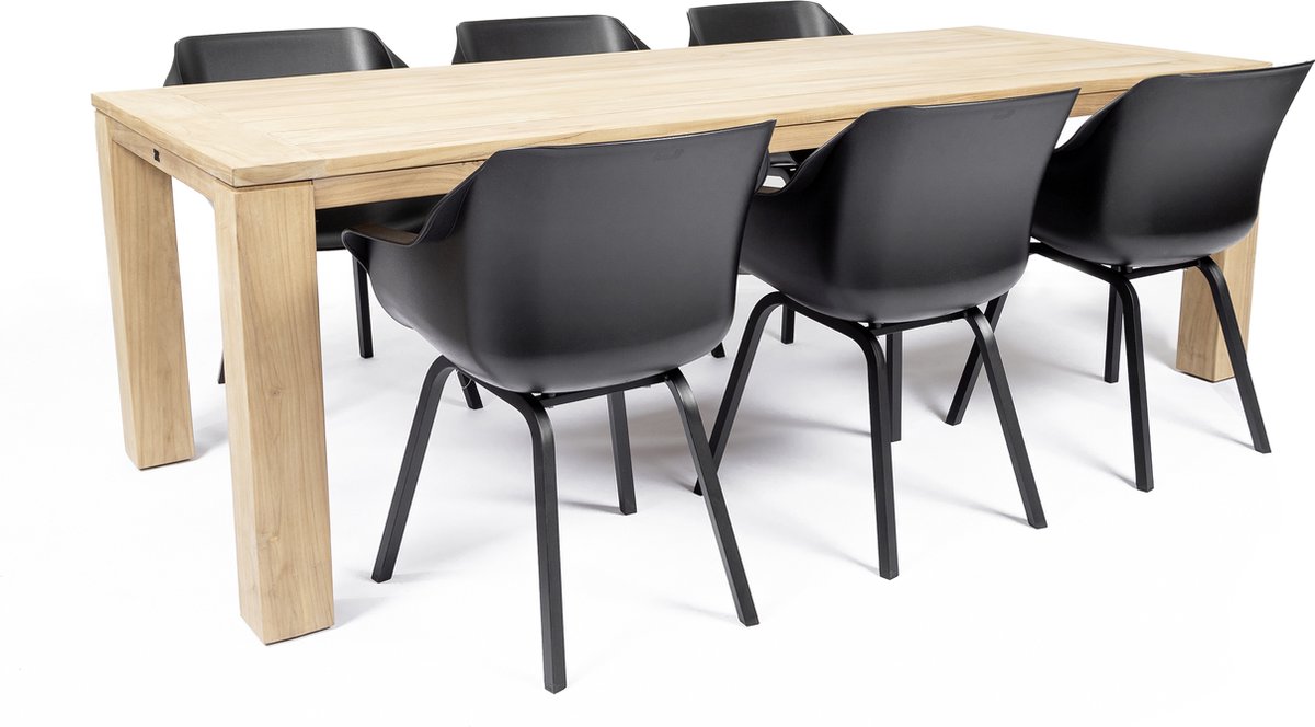 Hartman Belito Tuinset 6 persoons - Belito Teakhouten Tuintafel 240 cm - Hartman Sophie Kuipstoelen - Weerbestendig - Hout - 2 jaar garantie
