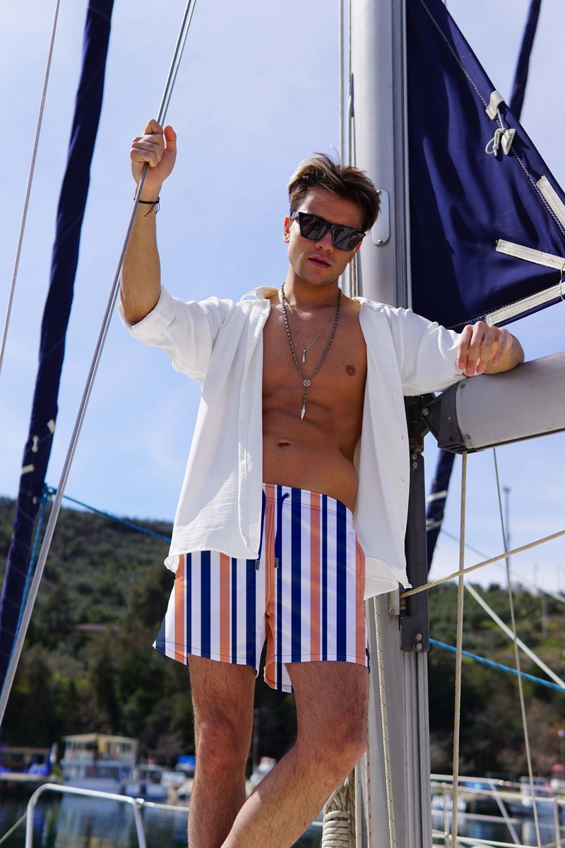 Miami Beach | Hoogwaardige Kwaliteit Zwemshort | Zwembroek | Beachshort | Heren | Sneldrogend | | 182 Colored Stripes — afbeelding 4
