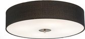 QAZQA drum jute - Moderne Plafondlamp met kap - 4 lichts - Ø 500 mm - Zwart -  Woonkamer | Slaapkamer | Keuken