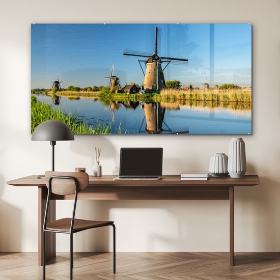 Peinture sur Verre - Moulin à Vent - Printemps - Pays- Nederland - 160x80 cm - Peintures sur Verre Peintures - Photo sur Glas