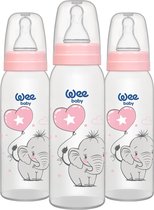 (3 Stuks) Plastic Babyflessen | BPA-vrije drinkflessen met afgeronde speen om borstvoeding na te bootsen | Baby- en peuterflessen met een inhoud van 125 en 250 ml