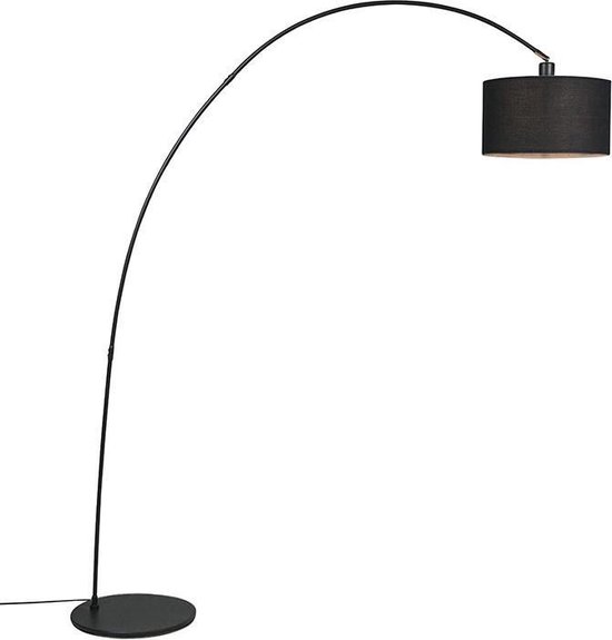 QAZQA vinossa fl - Lampe à arc sur socle - 1 lumière - H 1740 mm - Noir