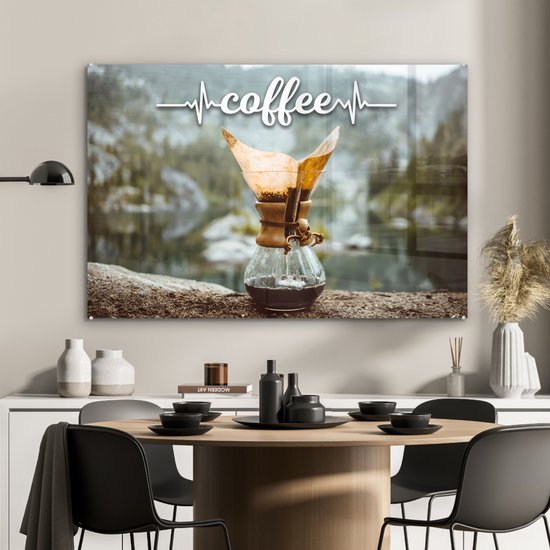 Peinture sur verre - Café citation ' Coffee' fond avec café traditionnel - 90x60 cm - Peintures sur Verre Peintures - Photo sur Glas