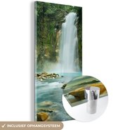 MuchoWow® Glasschilderij 60x120 cm - Schilderij acrylglas - Jungle - Natuur - Waterval - Foto op glas - Schilderijen