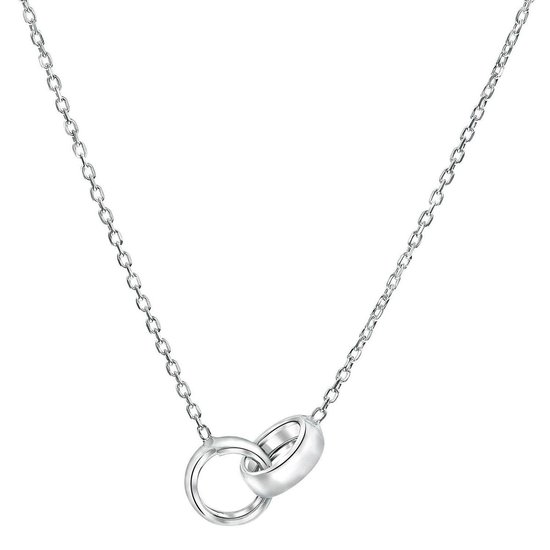 bol.com | Lucardi - Zilveren ketting met hanger dubbele ring