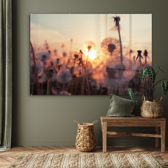 Peinture sur Verre - Pissenlit - Coucher de Soleil - Printemps - 150x100 cm - Peintures sur Verre Peintures - Photo sur Glas