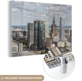 MuchoWow® Glasschilderij 60x40 cm - Schilderij acrylglas - Polen - Panorama - Warschau - Foto op glas - Schilderijen