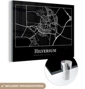 MuchoWow® Glasschilderij 120x90 cm - Schilderij acrylglas - Stadskaart - Hilversum - Plattegrond - Kaart - Foto op glas - Schilderijen