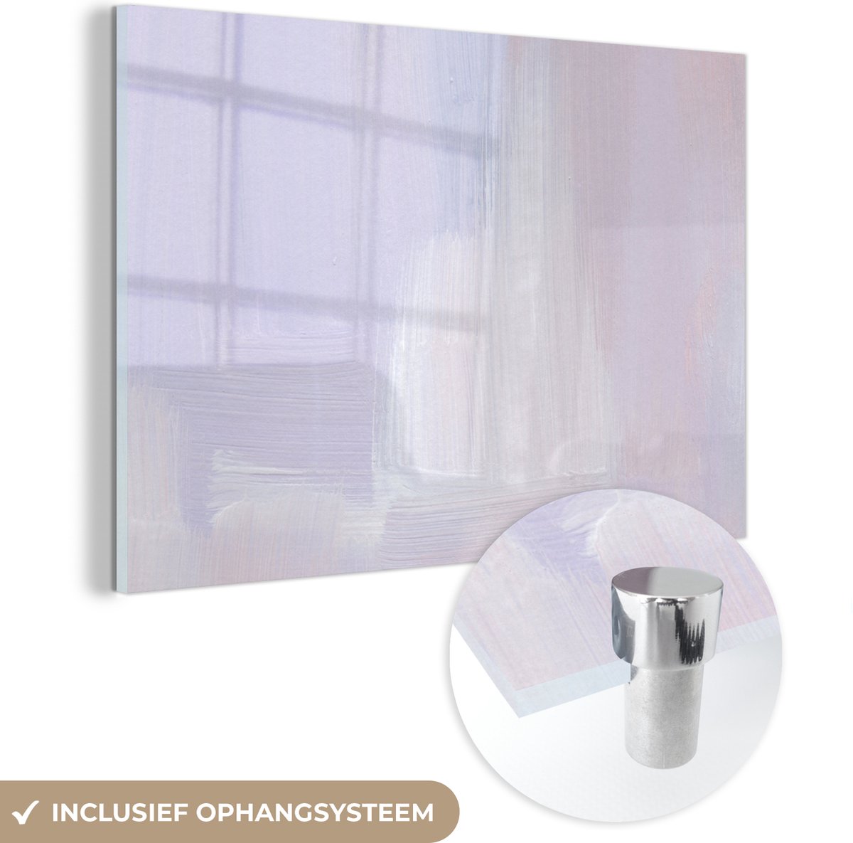 MuchoWow® Glasschilderij 90x60 cm - Schilderij acrylglas - Pastel - Verf - Design - Foto o