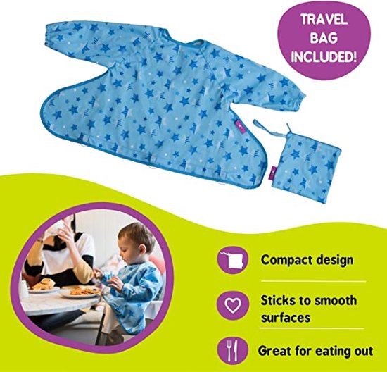 Vangslabbetje met mouwen - Full Body-slabbetje - Waterdichte babyslabbetje - Wasbaar - Extra zuignapjes voor bevestiging aan kinderstoelen - Speenslabbetje - BLW - Slabbetje met lange mouwen van $ — afbeelding 5