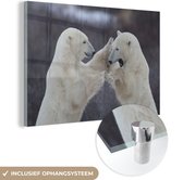 MuchoWow® Glasschilderij 180x120 cm - Schilderij acrylglas - IJsberen - Spelen - Foto op glas - Schilderijen
