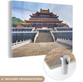MuchoWow® Glasschilderij 180x120 cm - Schilderij acrylglas - Vooraanzicht de Verboden Stad in China - Foto op glas - Schilderijen