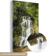 MuchoWow® Glasschilderij 100x150 cm - Schilderij acrylglas - Waterval in het Nationaal park Forillon in Noord-Amerika - Foto op glas - Schilderijen