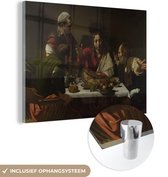 MuchoWow® Glasschilderij 120x90 cm - Schilderij acrylglas - Avondmaal in Emmaüs- Schilderij van Caravaggio - Foto op glas - Schilderijen