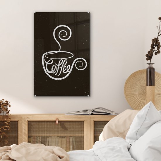 Peinture sur Verre - Café - Proverbes - Tableau Noir - 40x60 cm - Peintures sur Verre Peintures - Photo sur Glas