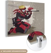 MuchoWow® Peinture sur verre 80x60 cm - Peinture sur verre acrylique - Joueur de paintball dans une illustration - Photo sur verre - Peintures
