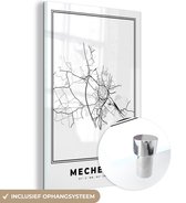 MuchoWow® Glasschilderij 40x60 cm - Schilderij acrylglas - België – Mechelen – Stadskaart – Kaart – Zwart Wit – Plattegrond - Foto op glas - Schilderijen