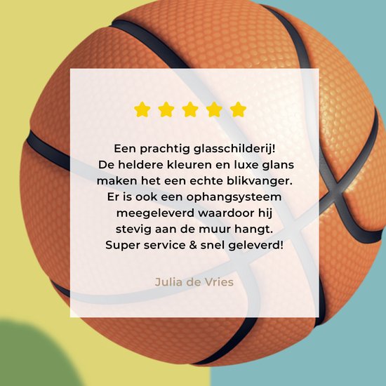 Peinture sur verre - Un ballon de basket dans un environnement coloré - 180x120 cm - Peintures sur Verre Peintures - Photo sur Glas