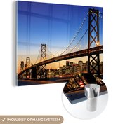 MuchoWow® Glasschilderij - Brug - San Francisco - Skyline - 120x90 cm - Acrylglas Schilderijen - Foto op Glas