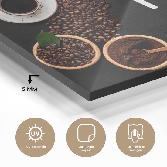 MuchoWow® Peinture sur verre 80x60 cm - Peinture sur verre acrylique - Dictons - Café - Citations - Photo sur verre - Peintures