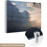 MuchoWow® Glasschilderij 120x80 cm - Schilderij acrylglas - Zon breekt door wolken - Foto op glas - Schilderijen